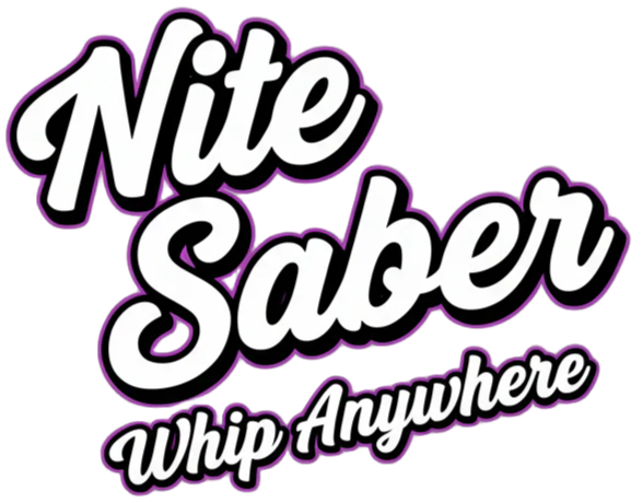 Sticker with 'Nite Saber' text on a transparent background